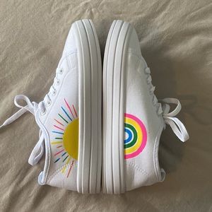 EUC Sunshine and rainbows white sneakers